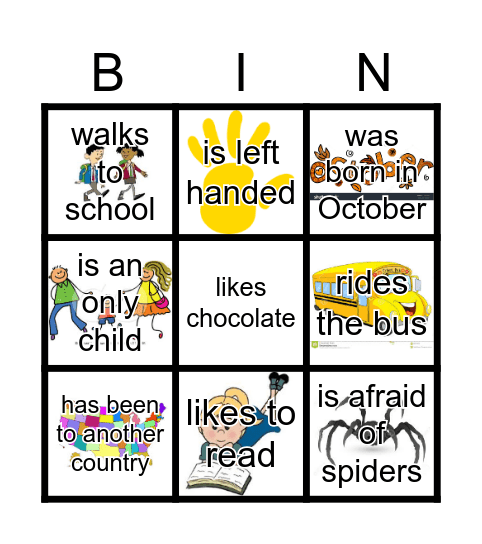 Get to know you bingo Card