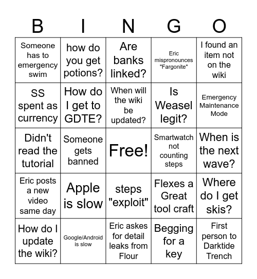 Syrenthia + Wave 3 Bingo Card