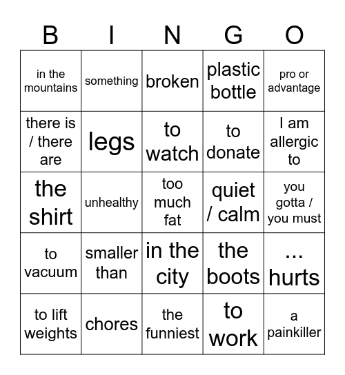 Wiederholung Bingo Card