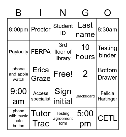 SSC BINGO! Bingo Card