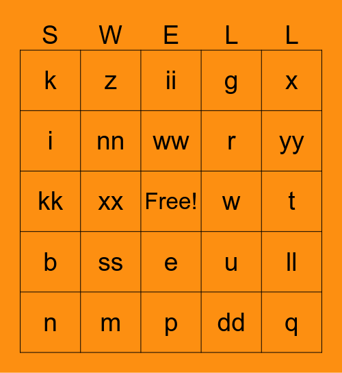 SWELL-O Bingo Card