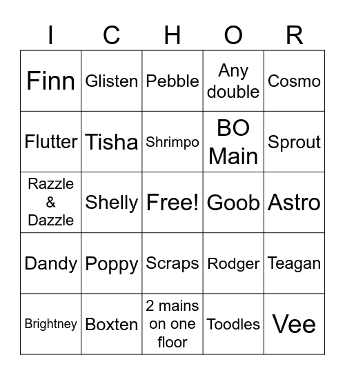 Dandys world twisteds Bingo Card