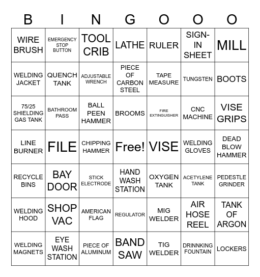 METAL TECH - SCAVENGER HUNT BINGO Card