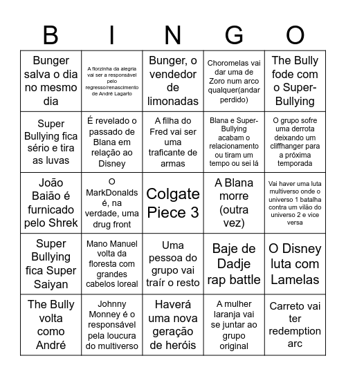 Colgate Piece Bingo Card