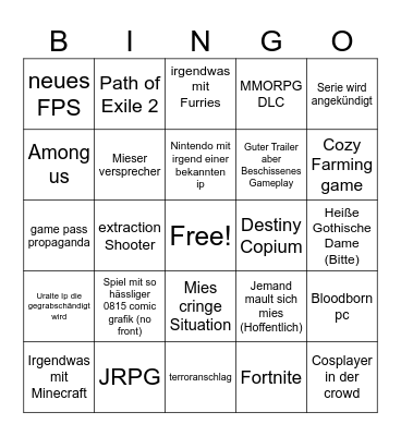 Arschritze Bingo Card