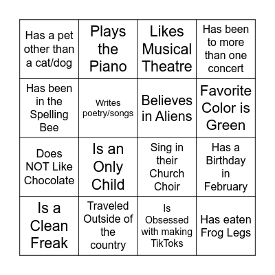 Find Someone Who... Bingo Card