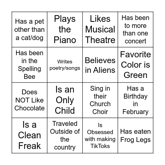 Find Someone Who... Bingo Card