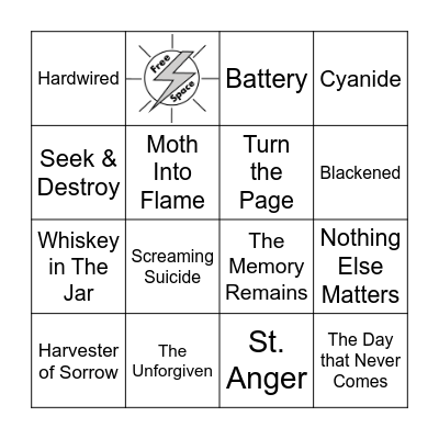 Metallica Bingo Card
