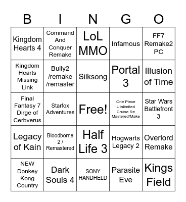 GC ONL Bingo Card