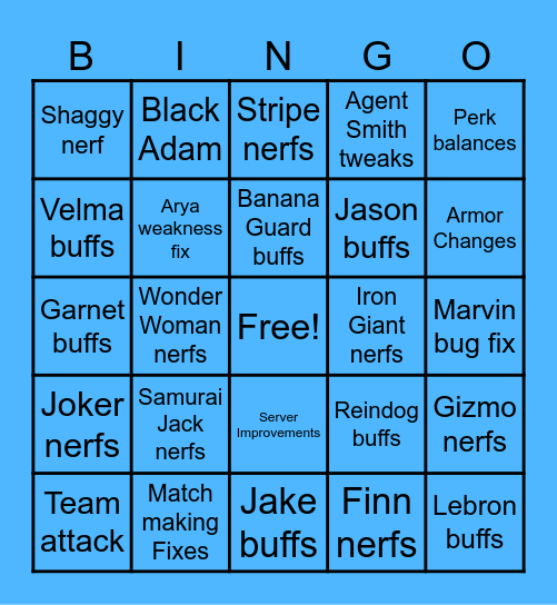 Multiversus patch Bingo Card