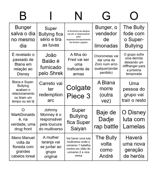 Colgate Piece Bingo Card