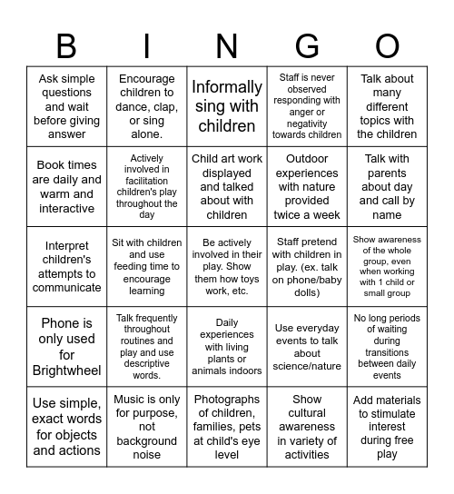 ExceleRate BINGO Card