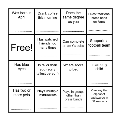 Find Someone Who.... Bingo Card