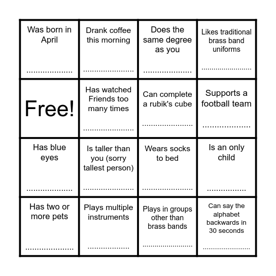 Find Someone Who.... Bingo Card