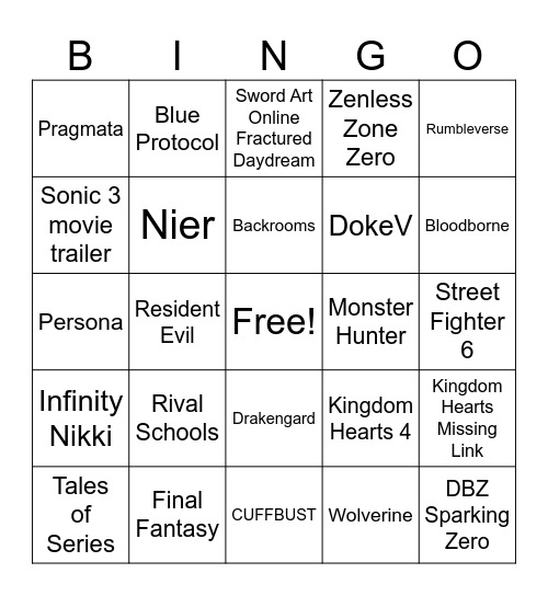 Gamescom 2024 Bingo Card