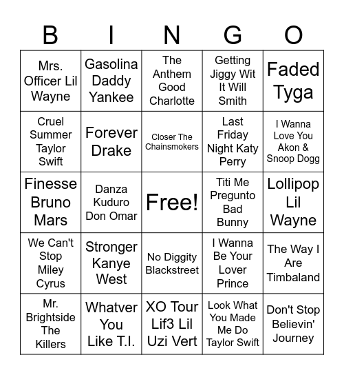 BANGERZZZ Bingo Card