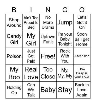 M U S I C Bingo Card