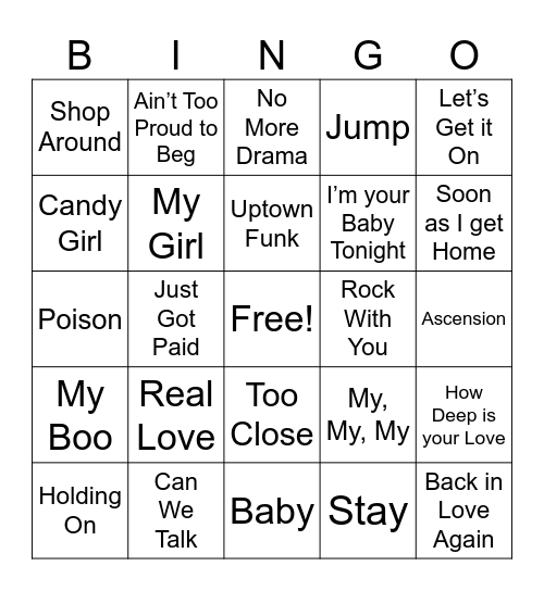 M U S I C Bingo Card