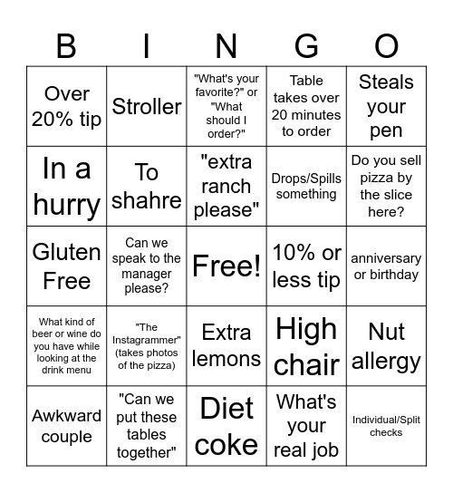 MOZZERIA BINGO Card