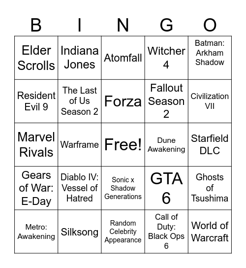 Untitled Bingo Card