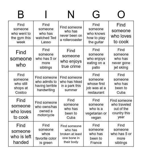 GET TO KNOW YOU - Highwood Hills Edition Bingo Card