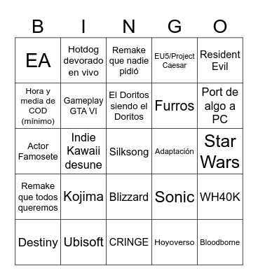 GamesCom 2024 Bingo Card