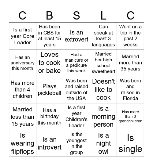 Know Thy Neighbor! Find someone who... Bingo Card