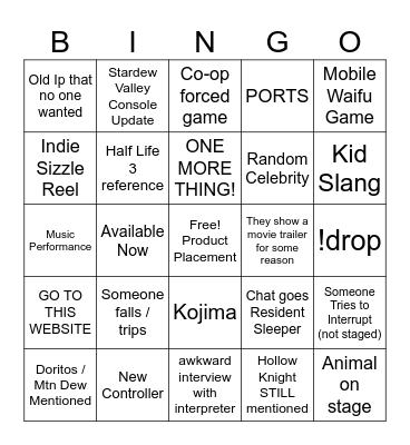 GAMESCOM OPENING NIGHT LIVE Bingo Card