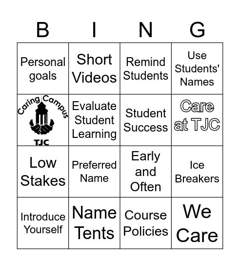 Caring Campus BINGO Card
