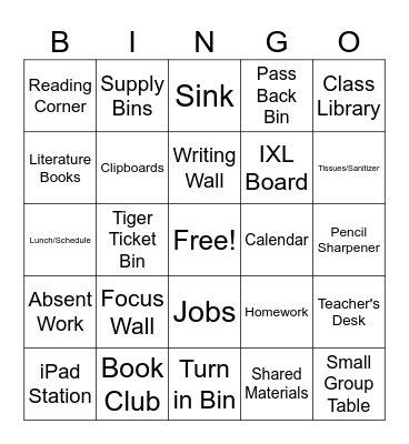 Our Classroom Bingo Card