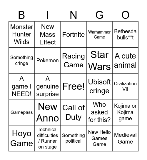 Gamescom ONL Bingo Card