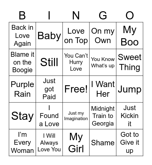 M U S I C Bingo Card