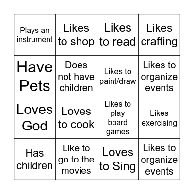 Find Someone Who Bingo Card