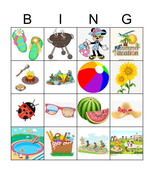 Summer Time Bingo Card