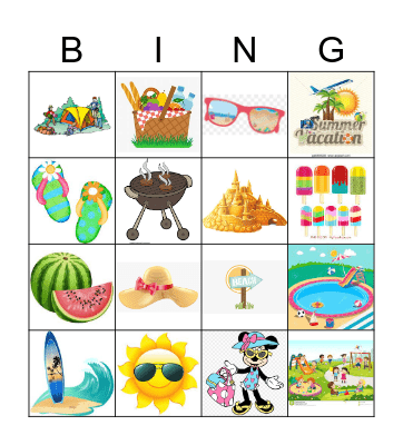 Summer Time Bingo Card