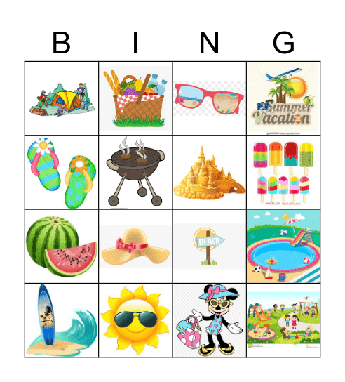 Summer Time Bingo Card