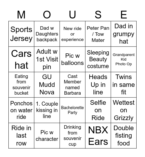 Disney #2 Bingo Card