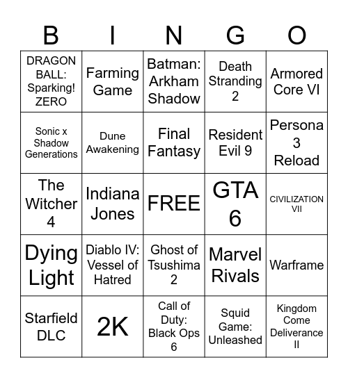 Gamescom ONL 2024 Bingo Card
