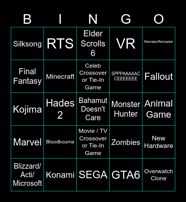 Gamescom 2024 Bingo Card