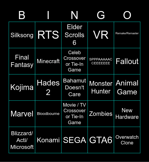 Gamescom 2024 Bingo Card