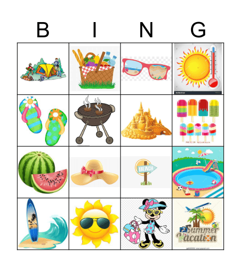 Summer Time Bingo Card