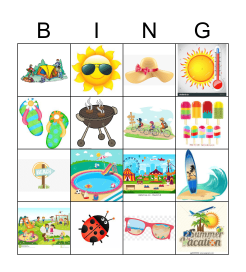 Summer Time Bingo Card