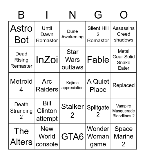 Gamescom 2024 Bingo Card