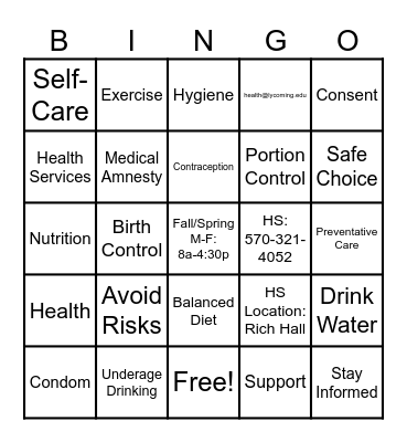 Safety Bingo Card