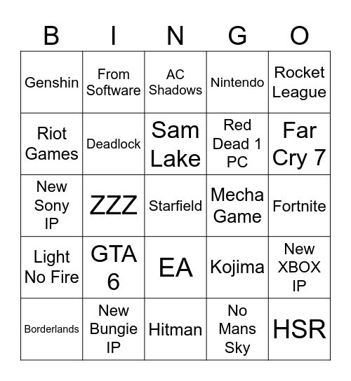 Gamescom 2024 Bingo Card