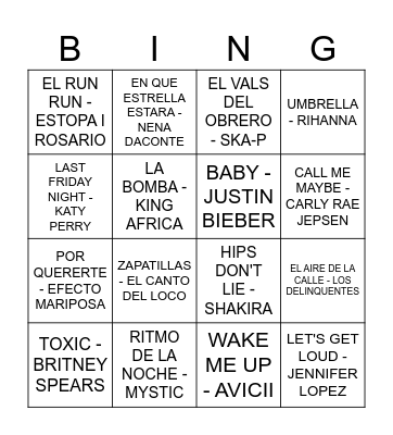 BINGO MUSICAL! Bingo Card