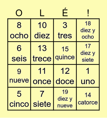 Números Bingo Card