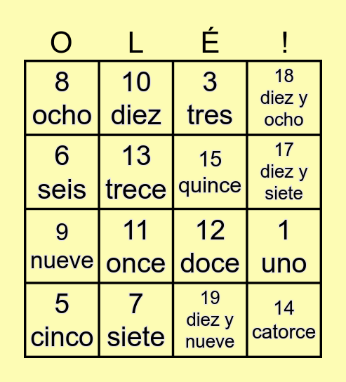 Números Bingo Card