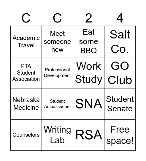 Welcome to Fall 2024! Bingo Card