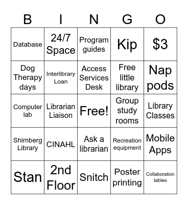 USF Health Library Bingo Card